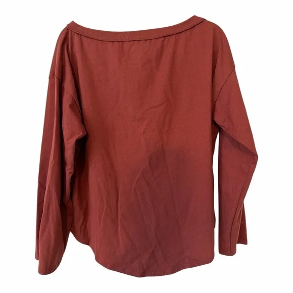 FREE PEOPLE BEACH LONG SLEEVE TOP RUST SIZE SMALL - Picture 3 of 4
